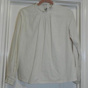 GRADE & GATHER Corduroy Blouse Ruffle Long Sleeve Cream